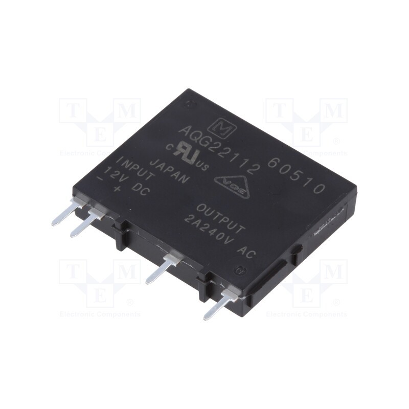 1 pcs x PANASONIC - AQG22112 - Relay: solid state, Ucntrl: 9.6÷14.4VDC, 2A, 75÷264VAC, PCB,THT