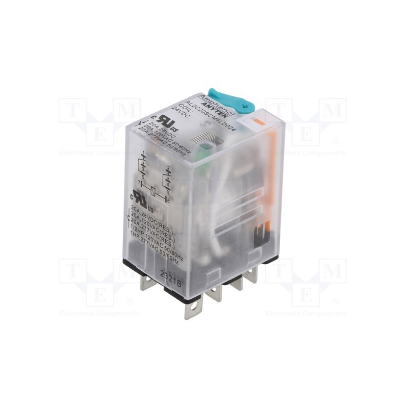 1 pcs x AMPHENOL ANYTEK - AL2C20SCM4LD02400G - Relay: electromagnetic industrial, DPDT, 24VDC, 20A/277VAC, 650Ω