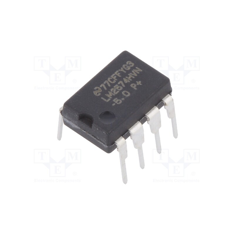 1 pcs x TEXAS INSTRUMENTS - LM2574HVN-5.0/NOPB - IC: PMIC, DC/DC converter, Uin: 4÷60VDC, Uout: 5VDC, 0.5A, DIP8, Ch: 1