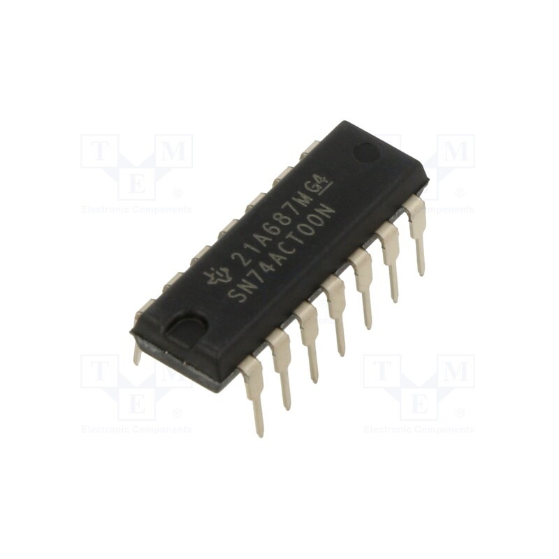 3 pcs x TEXAS INSTRUMENTS - SN74ACT00N - IC: digital, NAND, Ch: 4, IN: 2, CMOS,TTL, THT, DIP14, 4.5÷5.5VDC,