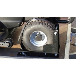 Transport lock for tractor mower wheels