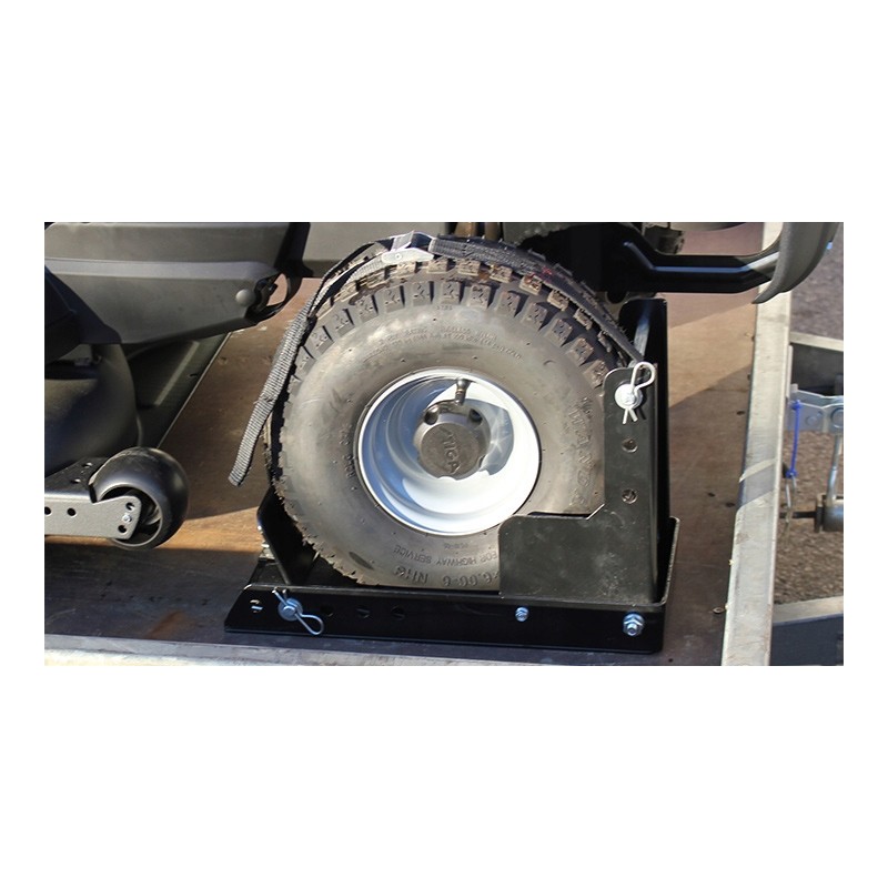 Transport lock for tractor mower wheels