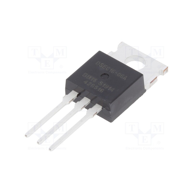 1 pcs x IXYS - DSEC16-06A - Diode: rectifying, THT, 600V, 10Ax2, , Ifsm: 50A, TO220AB, 60W