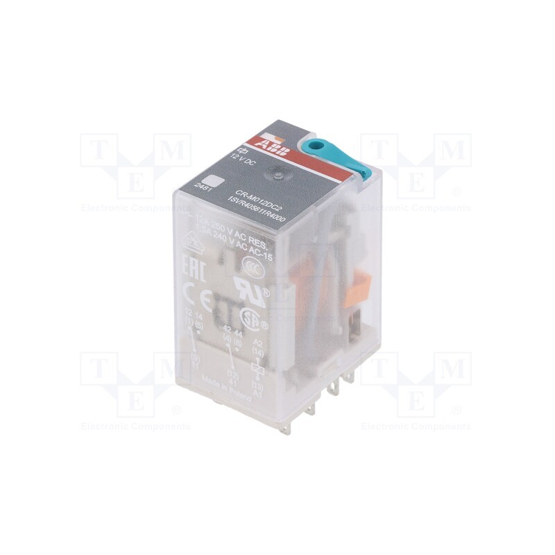 1 pcs x ABB - 1SVR405611R4000 - Relay: electromagnetic, DPDT, Ucoil: 12VDC, Icontacts max: 12A