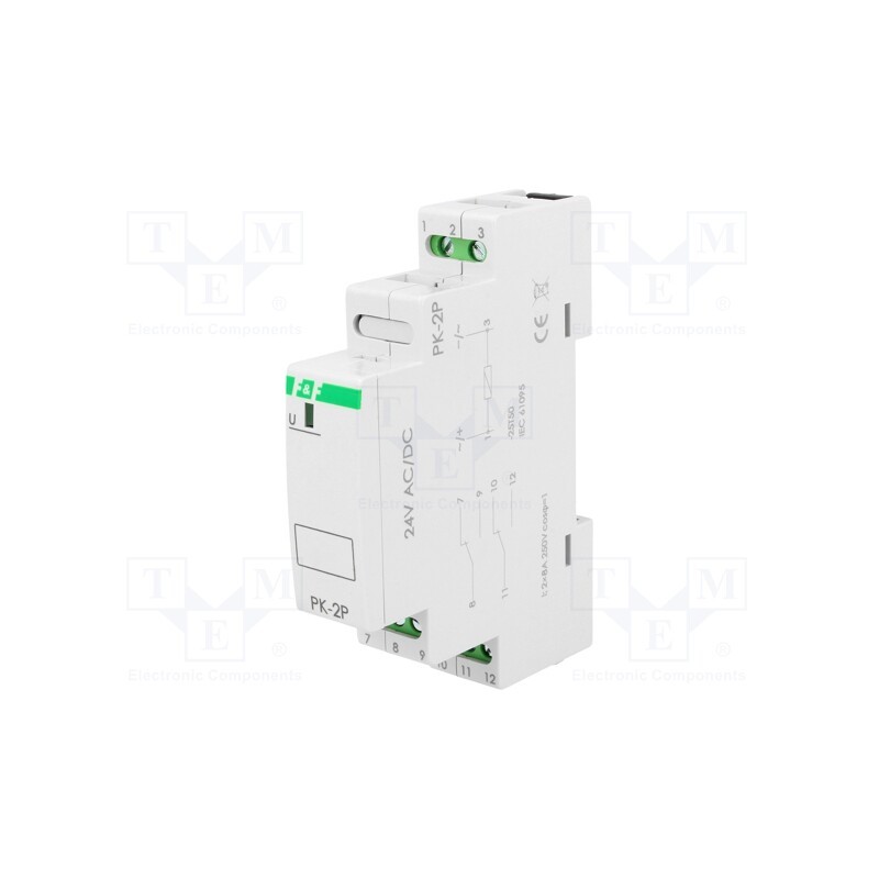 1 pcs x F&F - PK-2P-24V - Relay: installation, impulse,monostable, DPDT, Ucoil: 24VAC,24VDC