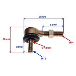 Gokart tie rod end m14 1 5x51