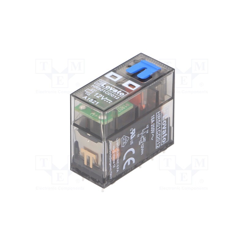 1 pcs x LOVATO ELECTRIC - HR501CD012 - Relay: electromagnetic, SPDT, Ucoil: 12VDC, 16A, 16A/250VAC, socket