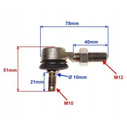 Gokart tie rod end m12 1 25x40