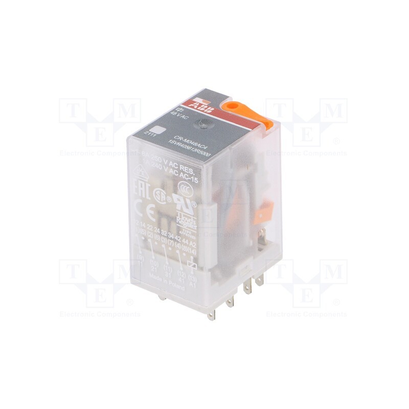 1 pcs x ABB - 1SVR405613R5000 - Relay: electromagnetic, 4PDT, Ucoil: 48VAC, Icontacts max: 6A