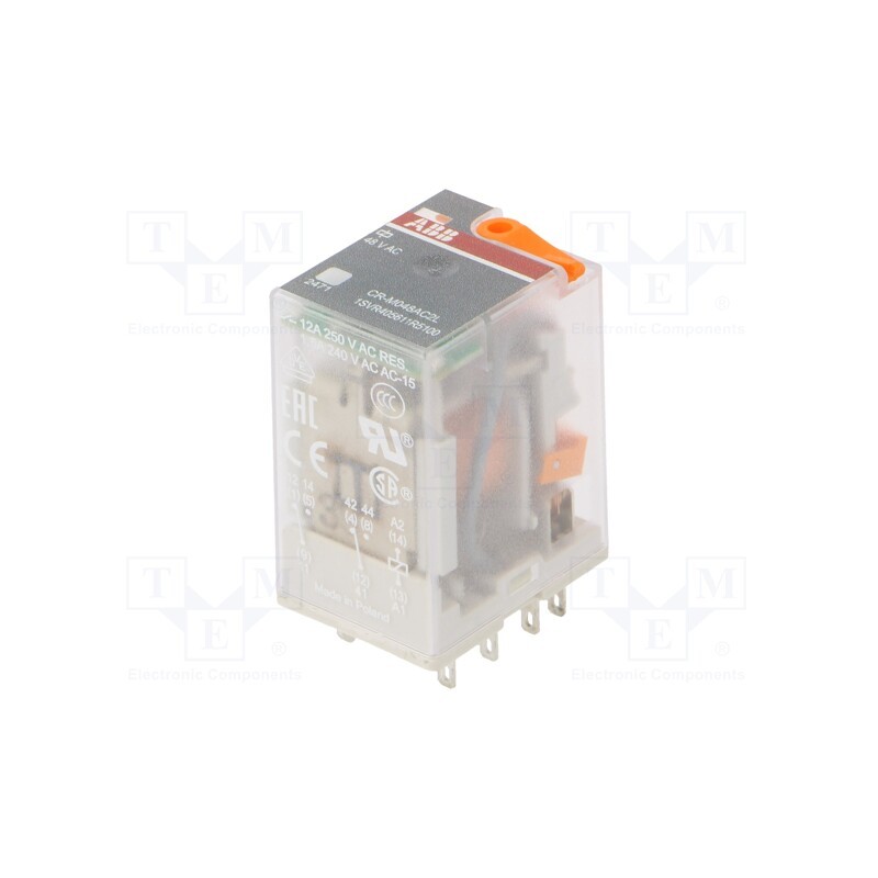1 pcs x ABB - 1SVR405611R5100 - Relay: electromagnetic, DPDT, Ucoil: 48VAC, Icontacts max: 12A