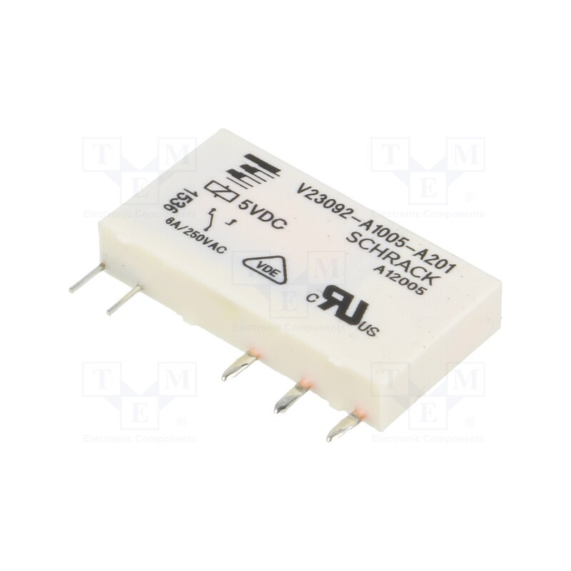 1 pcs x TE Connectivity - 1393236-1 - Relay: electromagnetic, SPDT, Ucoil: 5VDC, Icontacts max: 6A, PCB