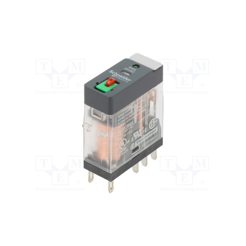 1 pcs x SCHNEIDER ELECTRIC - RXG22B7 - Relay: electromagnetic, DPDT, Ucoil: 24VAC, 5A, 5A/250VAC, 5A/30VDC