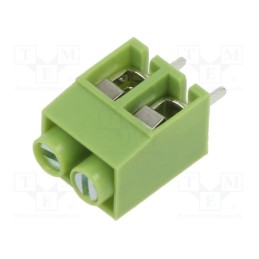 10 pcs x XINYA - XY167V-2P 5.0MM GREEN - PCB terminal block, angled 90°, 5mm, ways: 2, on PCBs, terminal