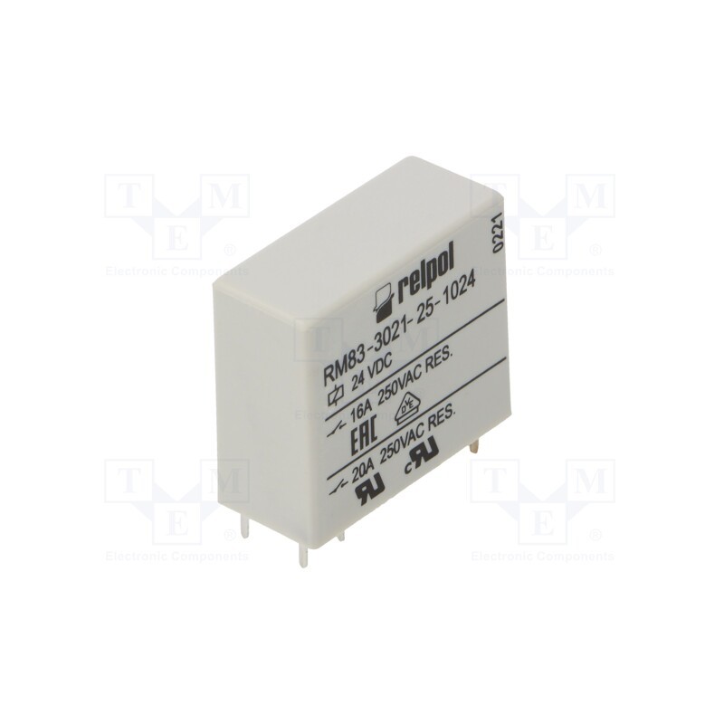 1 pcs x RELPOL - RM83-3021-25-1024 - Relay: electromagnetic, SPST-NO, Ucoil: 24VDC, 16A, 16A/250VAC