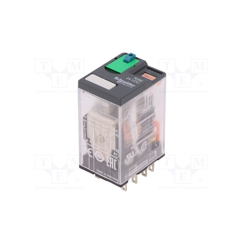 1 pcs x SCHNEIDER ELECTRIC - RXM4AB1BD - Relay: electromagnetic, 4PDT, Ucoil: 24VDC, Icontacts max: 6A