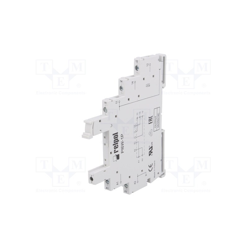 1 pcs x RELPOL - PI6W-1P - Socket, PIN: 5, 6A, 250VAC, for DIN rail mounting, screw terminals