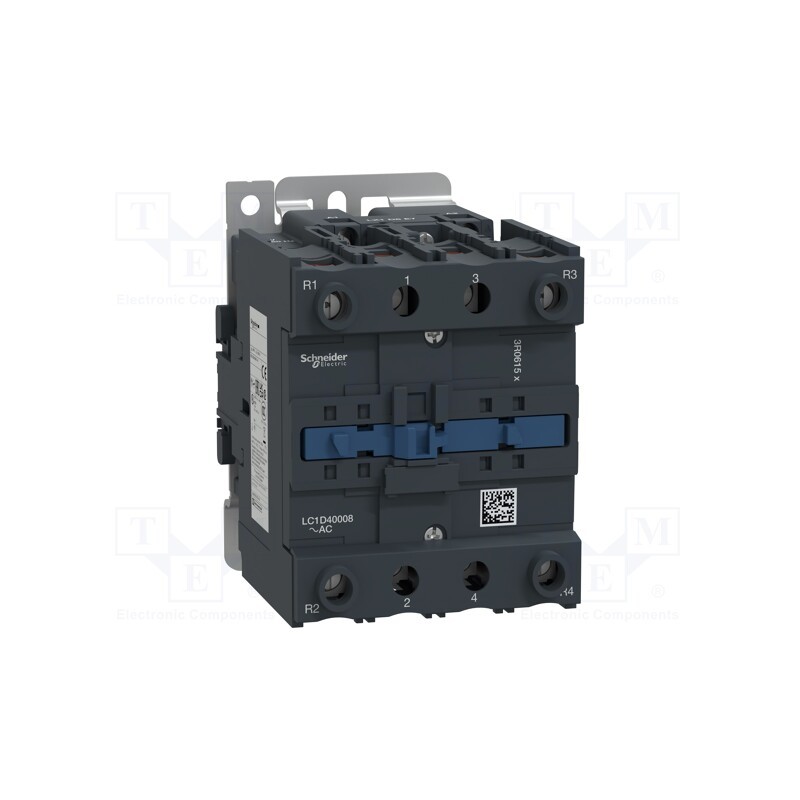 1 pcs x SCHNEIDER ELECTRIC - LC1D40008E7 - Contactor: 4-pole, NC x2 + NO x2, 48VAC, 40A, TeSys D, W: 85mm
