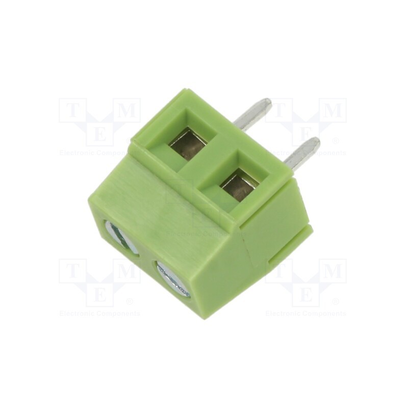 10 pcs x XINYA - XY127V-2P 5.0MM GREEN - PCB terminal block, angled 90°, 5mm, ways: 2, on PCBs, 1.5mm2, 12A