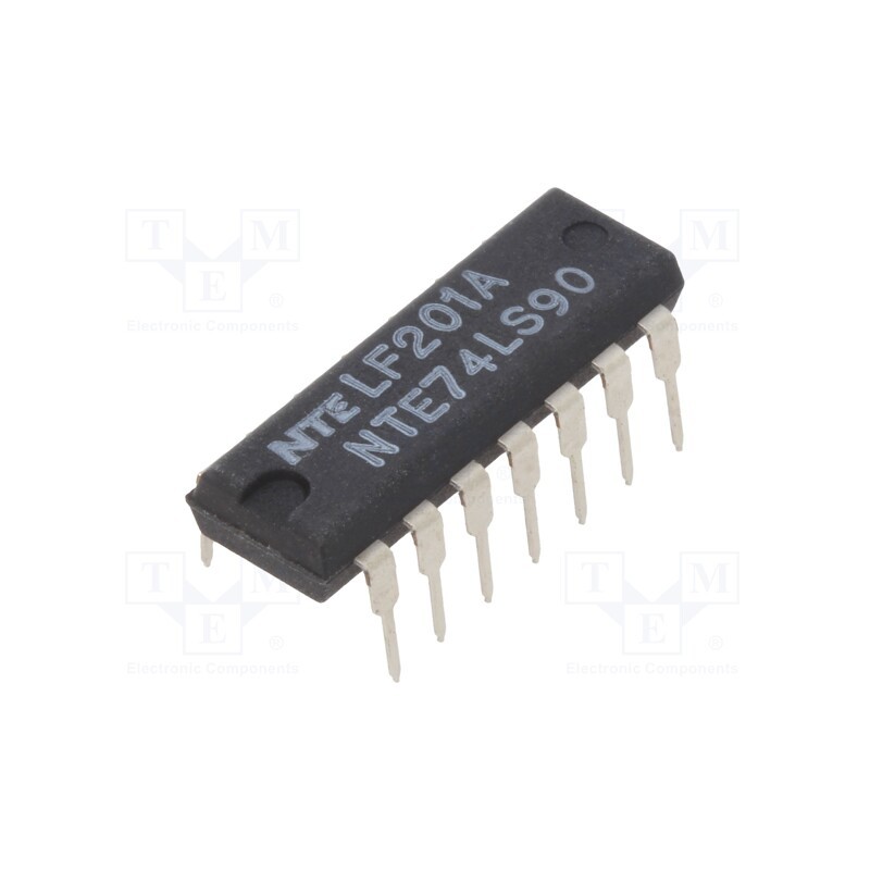 1 pcs x NTE Electronics - NTE74LS90 - IC: digital, decade counter, TTL, THT, DIP14
