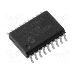 1 pcs x MICROCHIP TECHNOLOGY - PIC16F1827-I/SO - IC: PIC microcontroller, 7kB, 32MHz, 1.8÷5.5VDC, SMD, SO18, PIC16