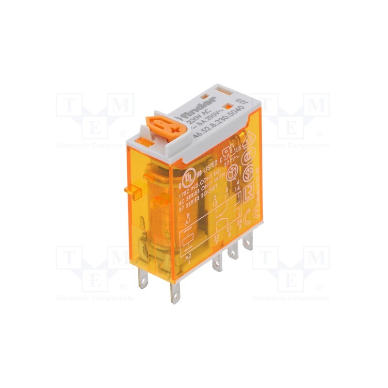 1 pcs x FINDER - 46.52.8.230.5040 - Relay: electromagnetic, DPDT, Ucoil: 230VAC, Icontacts max: 15A