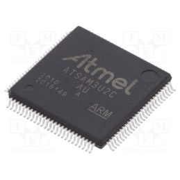 1 pcs x MICROCHIP TECHNOLOGY - ATSAM3U2CA-AU - IC: ARM microcontroller, LQFP100, 1.8÷3.3VDC, Ext.inter: 57, 1Msps