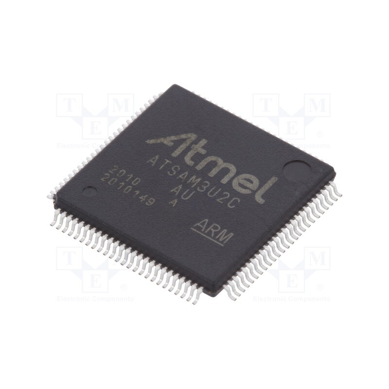 1 pcs x MICROCHIP TECHNOLOGY - ATSAM3U2CA-AU - IC: ARM microcontroller, LQFP100, 1.8÷3.3VDC, Ext.inter: 57, 1Msps