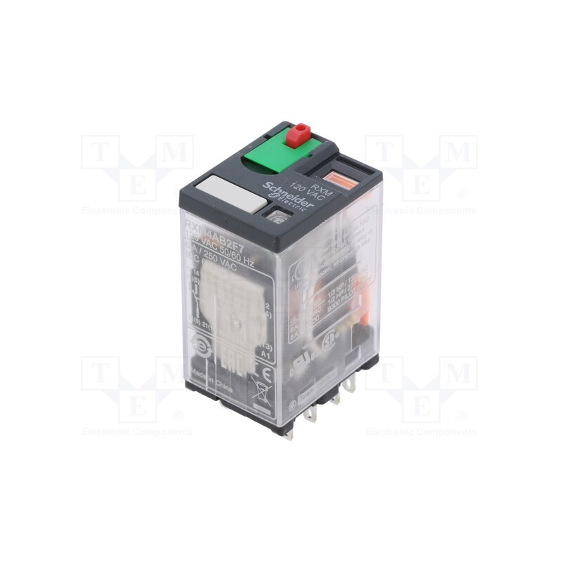 1 pcs x SCHNEIDER ELECTRIC - RXM4AB2F7 - Relay: electromagnetic, 4PDT, Ucoil: 120VAC, Icontacts max: 6A
