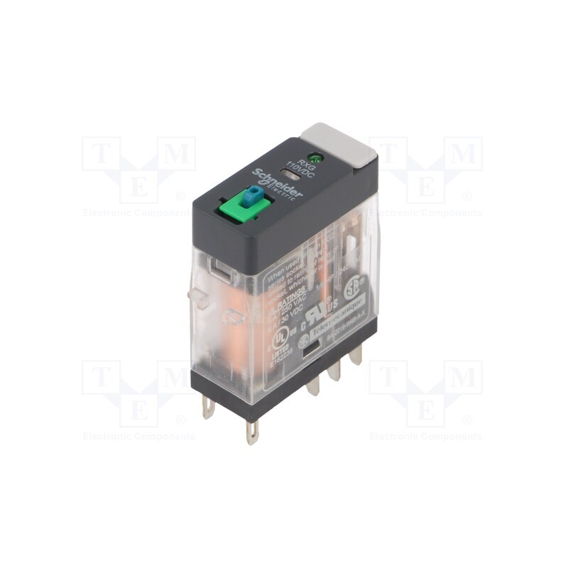1 pcs x SCHNEIDER ELECTRIC - RXG22FD - Relay: electromagnetic, DPDT, Ucoil: 110VDC, 5A, 5A/250VAC, socket