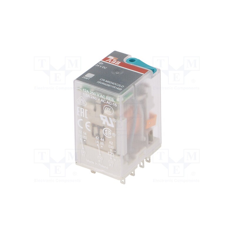 1 pcs x ABB - 1SVR405611R1400 - Relay: electromagnetic, DPDT, Ucoil: 24VDC, Icontacts max: 12A