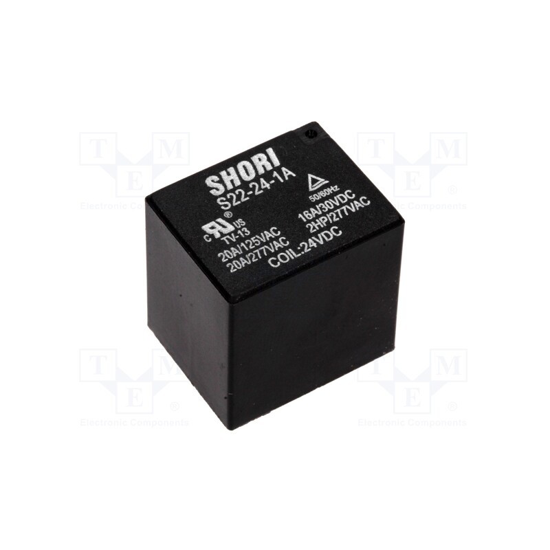 1 pcs x SHORI ELECTRIC - S22-24-1A - Relay: electromagnetic, SPST-NO, Ucoil: 24VDC, Icontacts max: 16A