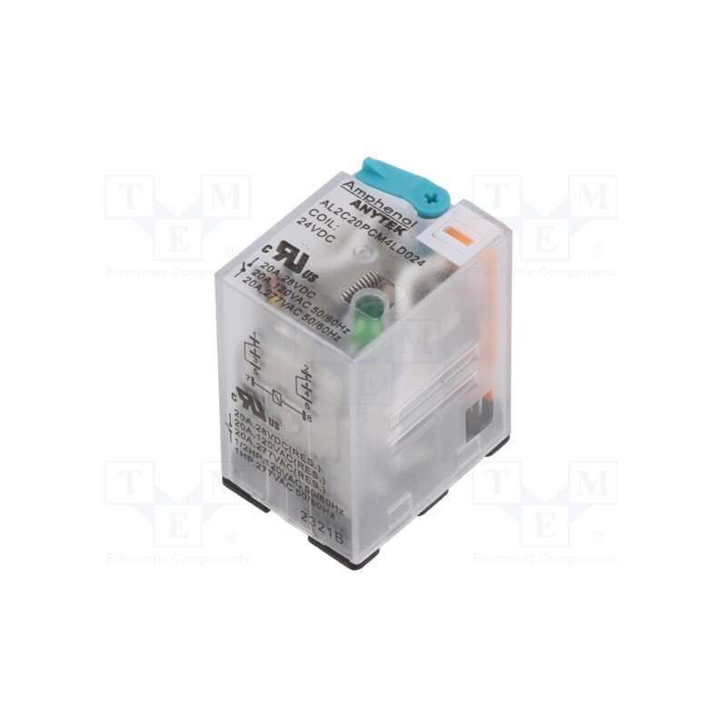 1 pcs x AMPHENOL ANYTEK - AL2C20PCM4LD02400G - Relay: electromagnetic industrial, DPDT, 24VDC, 20A/277VAC, PCB