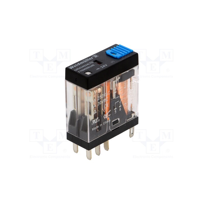 1 pcs x WEIDMu00dcLLER - 7760056340 - Relay: electromagnetic, DPDT, Ucoil: 24VDC, Icontacts max: 5A, IP20