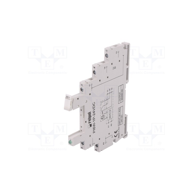 1 pcs x RELPOL - PI6W-1P-24VDC - Socket, PIN: 5, 6A, 250VAC, RM699V-P-24, for DIN rail mounting