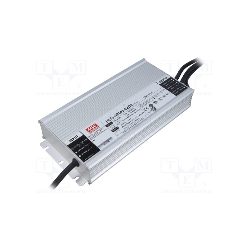 1 pcs x MEAN WELL - HLG-480H-42D2 - Power supply: switched-mode, LED, 480W, 42VDC, 11.4A, 90÷305VAC