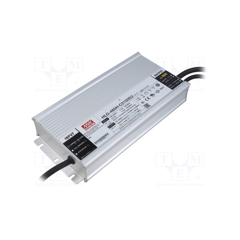 1 pcs x MEAN WELL - HLG-480H-C2100D2 - Power supply: switched-mode, LED, 481W, 114÷229VDC, 2.1A, IP67