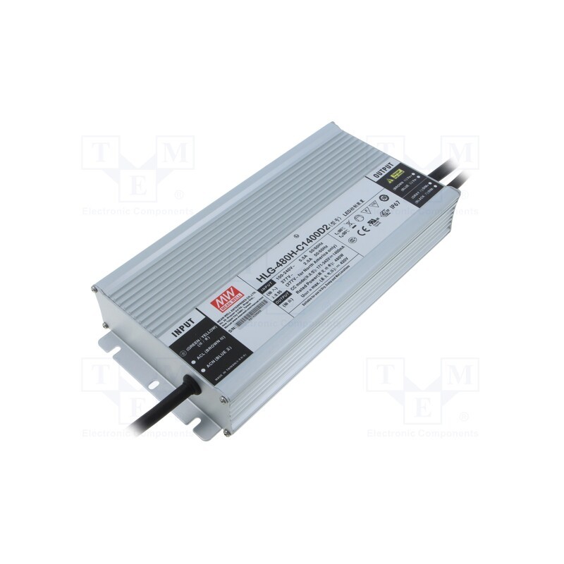 1 pcs x MEAN WELL - HLG-480H-C1400D2 - Power supply: switched-mode, LED, 480W, 171÷343VDC, 1.4A, IP67