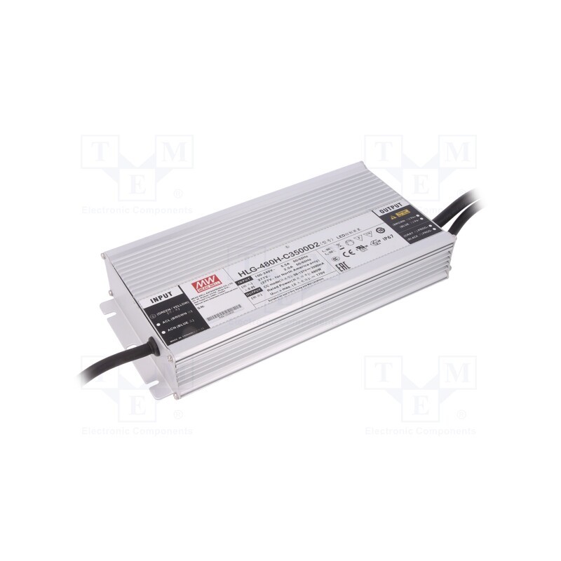 1 pcs x MEAN WELL - HLG-480H-C3500D2 - Power supply: switched-mode, LED, 480W, 68÷137VDC, 3.5A, 90÷305VDC