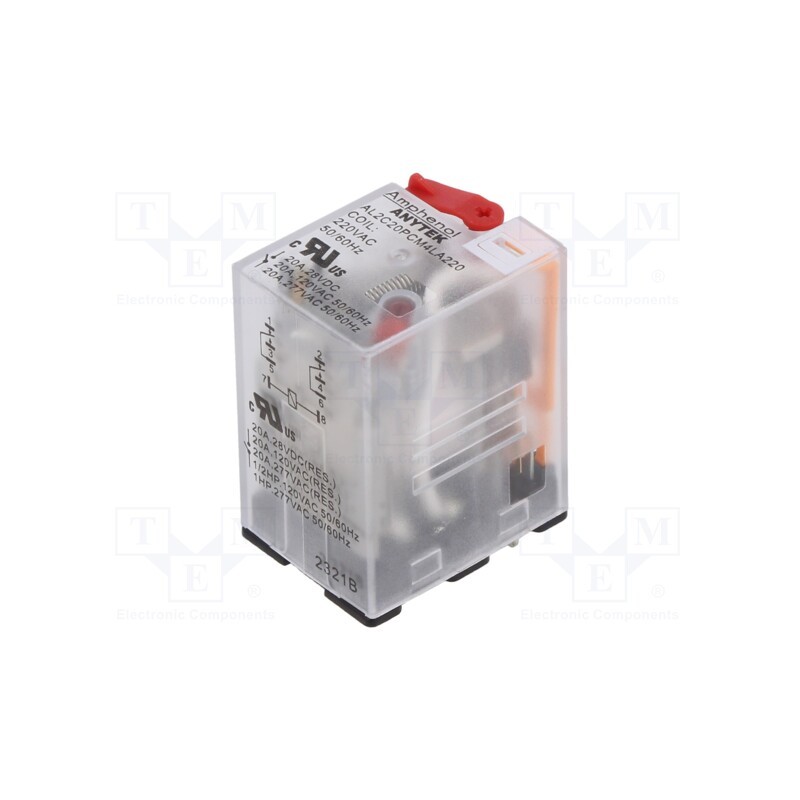1 pcs x AMPHENOL ANYTEK - AL2C20PCM4LA22000G - Relay: electromagnetic industrial, DPDT, 220VAC, 20A/277VAC, PCB