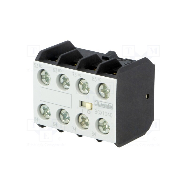 1 pcs x LOVATO ELECTRIC - 11BGX1040 - Auxiliary contacts, Series: BG, Leads: screw terminals, front