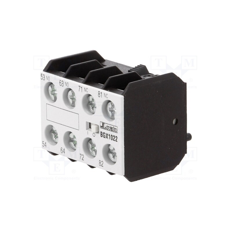 1 pcs x LOVATO ELECTRIC - 11BGX1022 - Auxiliary contacts, Series: BG, Leads: screw terminals, front