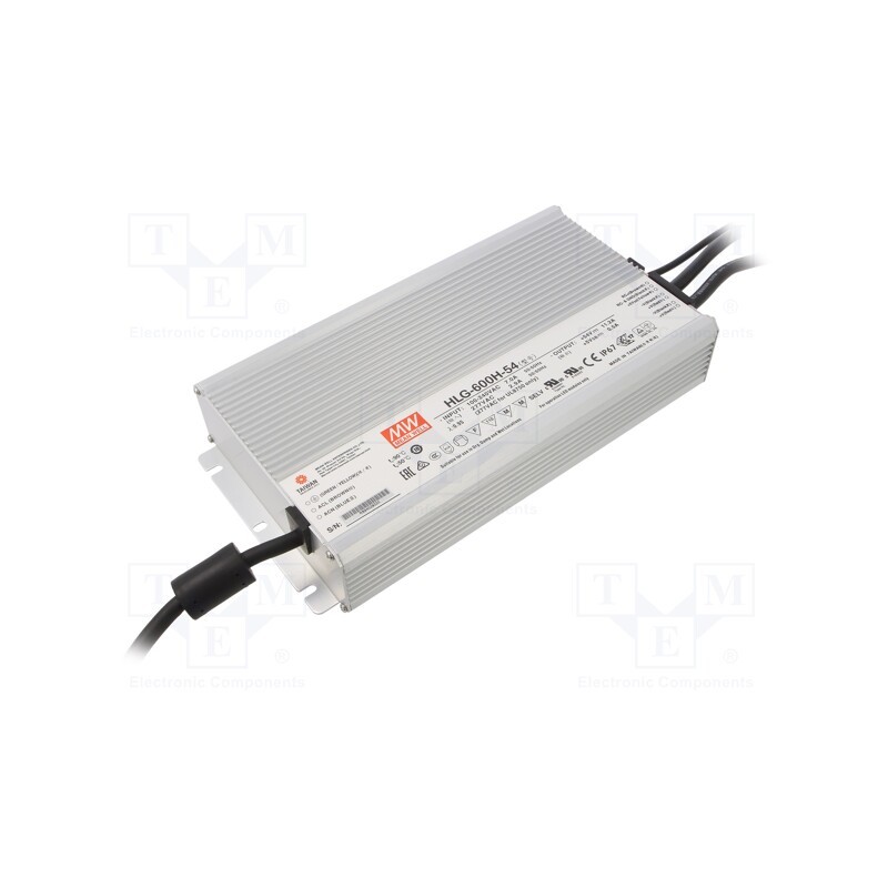 1 pcs x MEAN WELL - HLG-600H-54 - Power supply: switched-mode, LED, 600W, 54VDC, 11.2A, 90÷305VAC