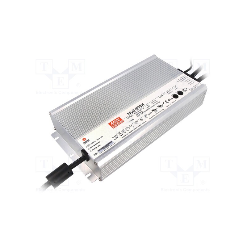 1 pcs x MEAN WELL - HLG-600H-48A - Power supply: switched-mode, LED, 600W, 48VDC, 6.2÷12.5A, IP65
