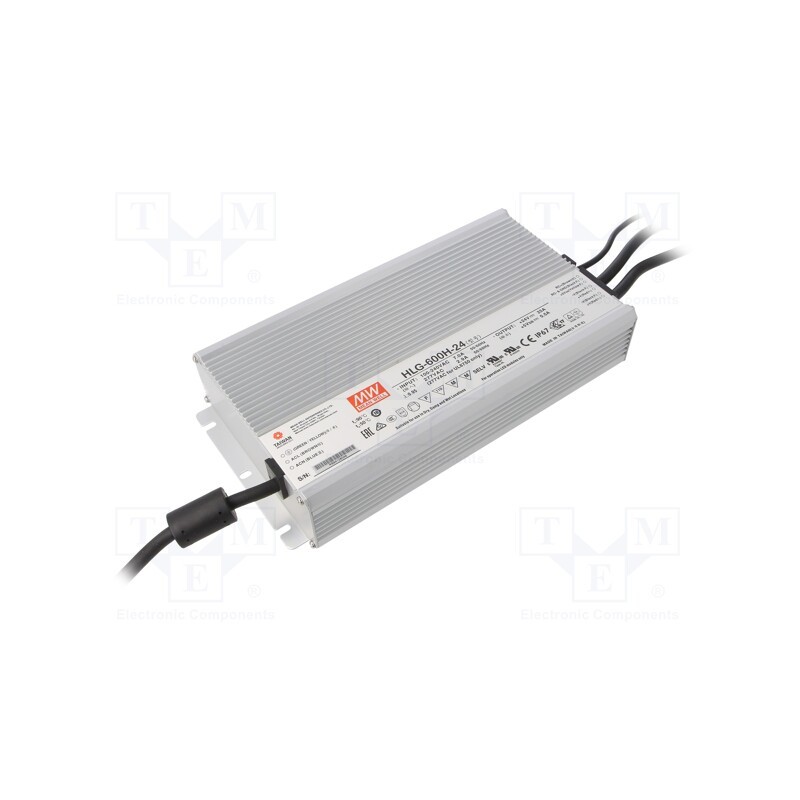 1 pcs x MEAN WELL - HLG-600H-24 - Power supply: switched-mode, LED, 600W, 24VDC, 25A, 90÷305VAC, IP67