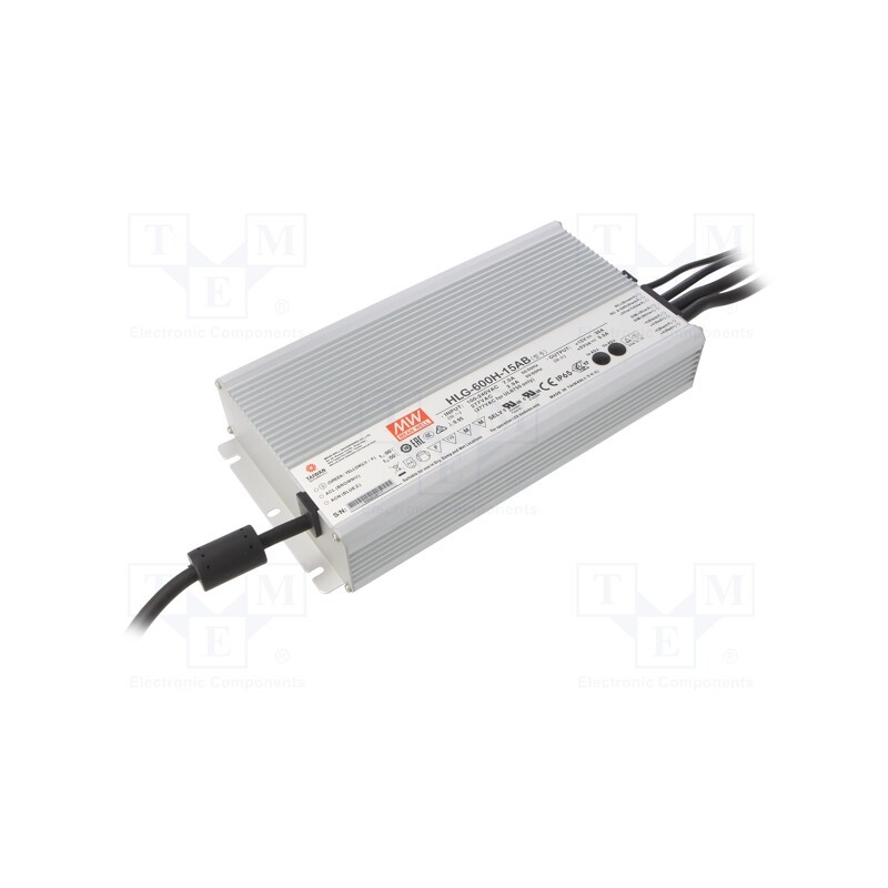 1 pcs x MEAN WELL - HLG-600H-15AB - Power supply: switched-mode, LED, 540W, 15VDC, 18÷36A, 90÷305VAC