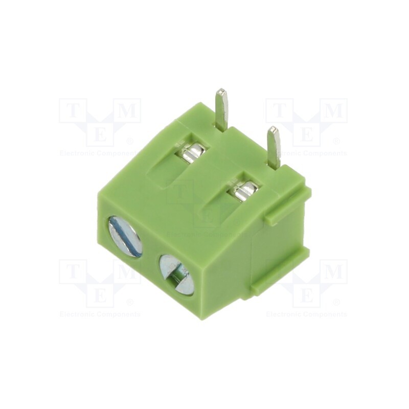 10 pcs x XINYA - XY127R-2P 5.0MM GREEN - PCB terminal block, straight, 5mm, ways: 2, on PCBs, 1.5mm2, tinned