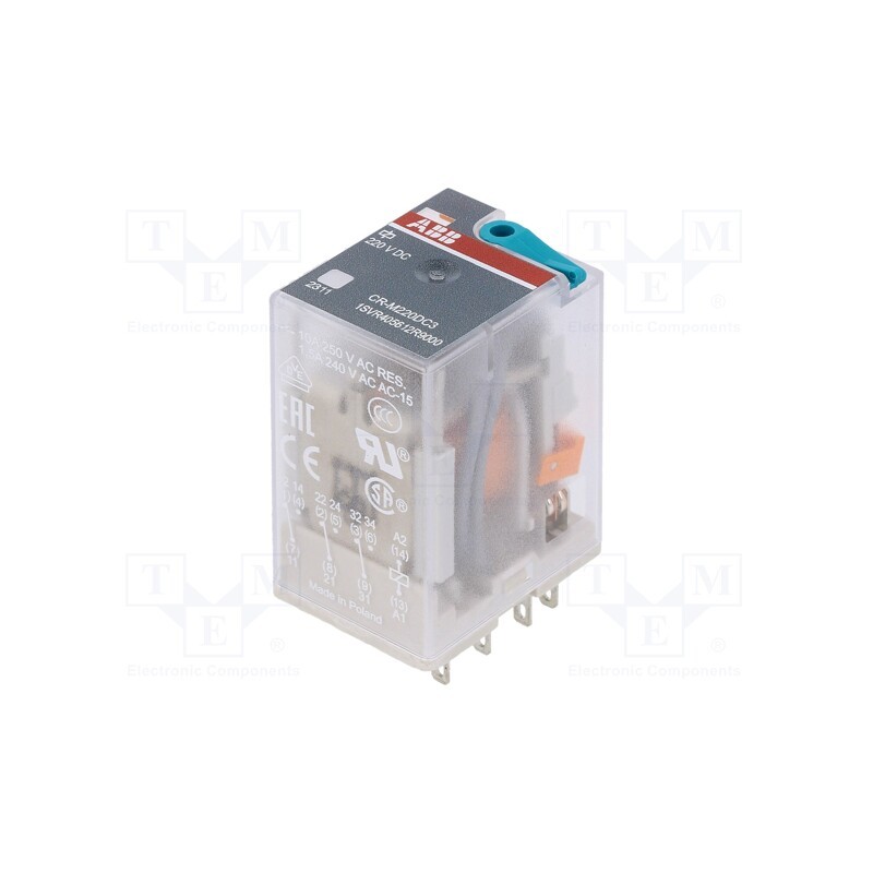 1 pcs x ABB - 1SVR405612R9000 - Relay: electromagnetic, 3PDT, Ucoil: 220VDC, Icontacts max: 10A