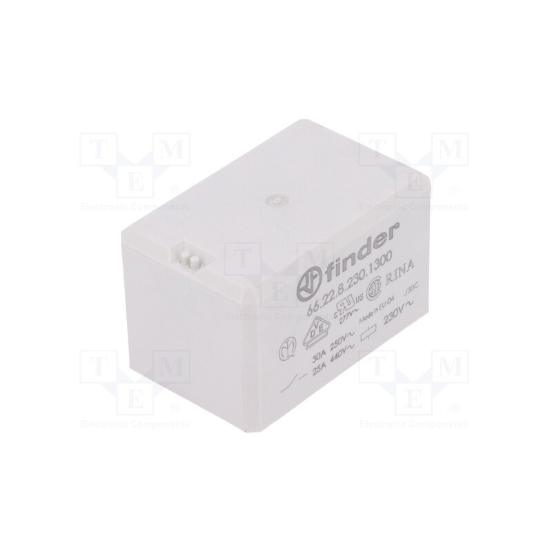 1 pcs x FINDER - 66.22.8.230.1300 - Relay: electromagnetic, DPST-NO, Ucoil: 230VAC, Icontacts max: 30A
