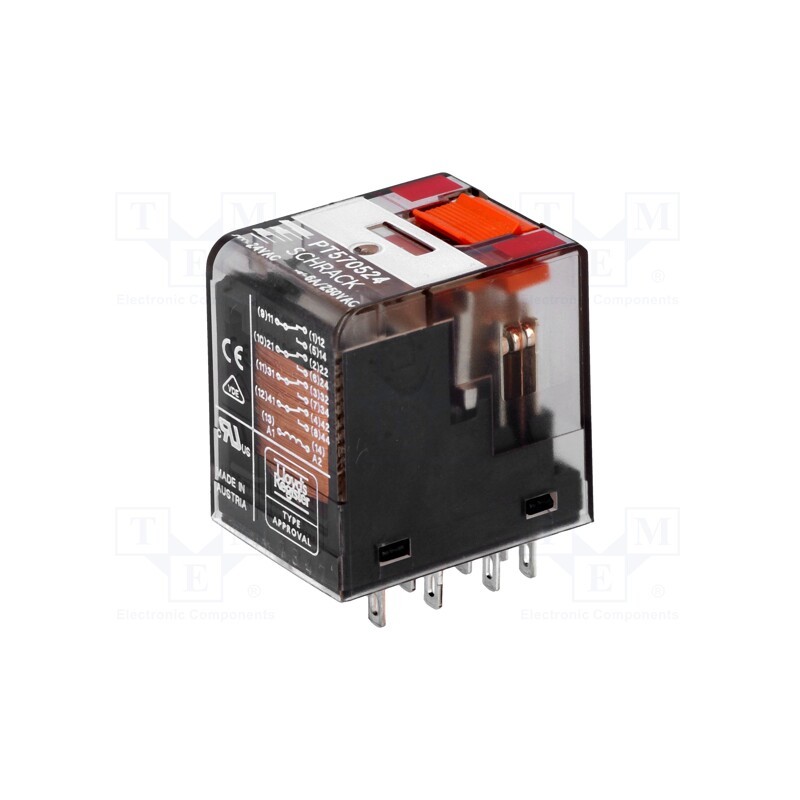 1 pcs x TE Connectivity - 8-1419111-7 - Relay: electromagnetic, 4PDT, Ucoil: 24VAC, Icontacts max: 6A, 192Ω
