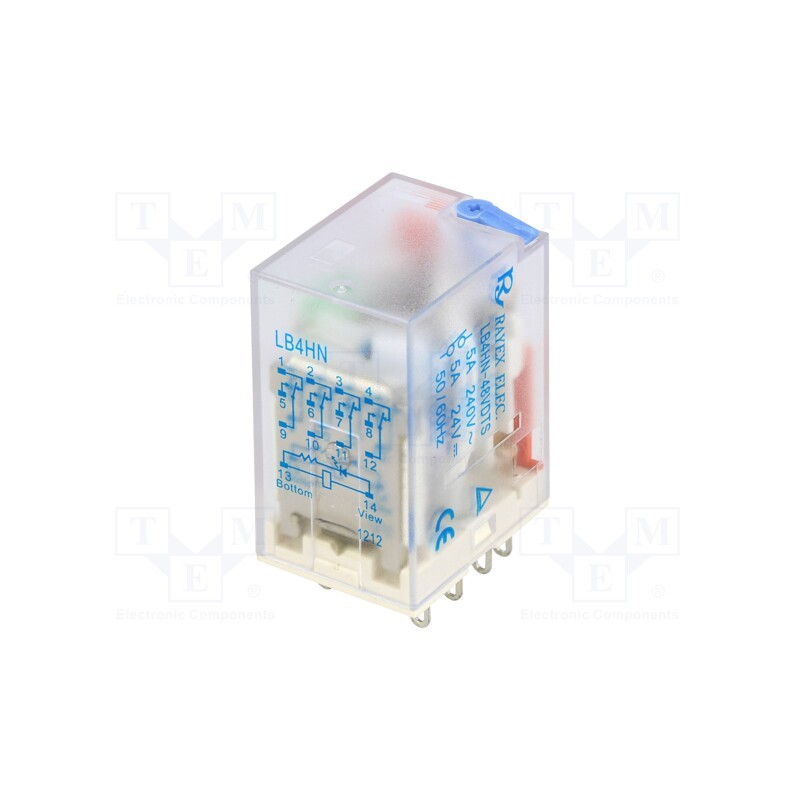 1 pcs x Recoy/RAYEX ELECTRONICS - LB4HN-48DTS - Relay: electromagnetic, 4PDT, Ucoil: 48VDC, Icontacts max: 5A, 1.1W